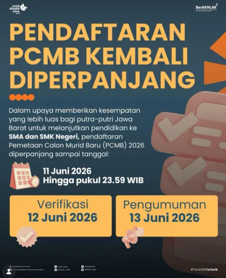 Pendaftaran PCMB 2026 kembali diperpanjang! 📣